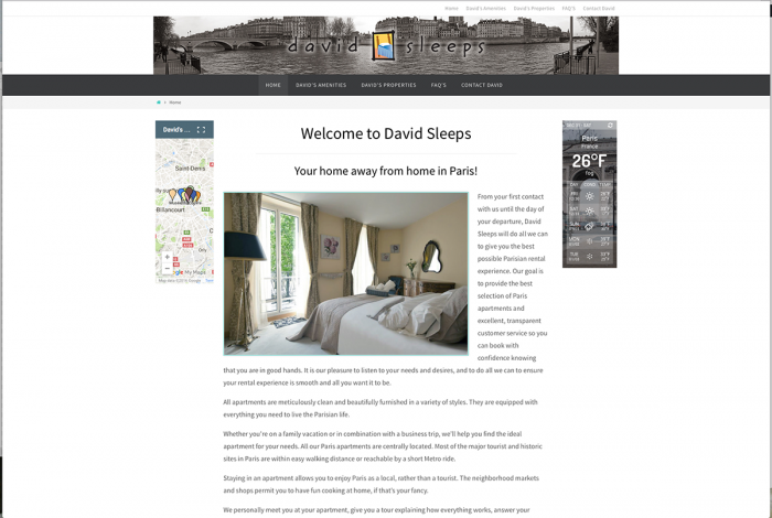 Welcome to David Sleeps Your home away from home in Paris! website